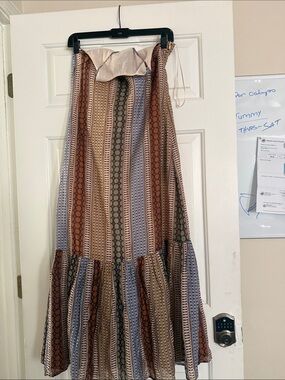 Greylin Striped Boho Maxi Dress in Brown, Blue & Cream